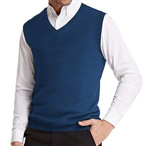 Sweater Mens Knitted Vest Solid Plain